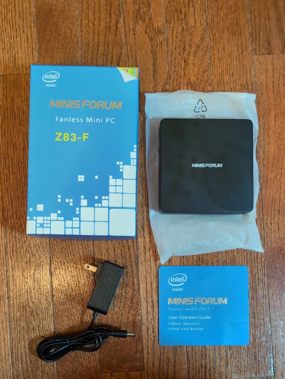 Minis Forum Fanless Mini PC Model #Z83-F with Box Manual + Power Adapter